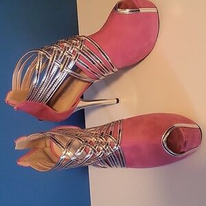 Pink silver high heels